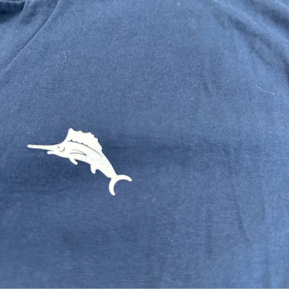 Tommy Bahama 100% Cotton Bump and Run Deep Blue Short Sleeve Tee - Picture 7 of 11